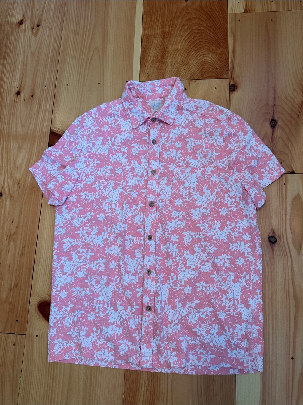Southern Tide Pink & White Floral Short Sleeve Button-Down
